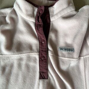 Columbia Women's Light Pink and Dark Burgundy Fleece Hoodie